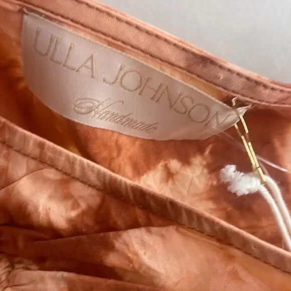 ULLA JOHNSON Senta One-Shoulder Tie Dye Stripe Cotton Top Sequoia - Picture 5 of 16